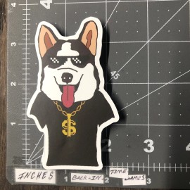 Cool Gangster Dog Adult Humor Decal Sticker Skateboard Guitar B12W