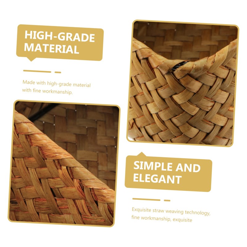 ABOOFAN Natural Seagrass Basket 3 Compartment Storage Box Elegant Desktop