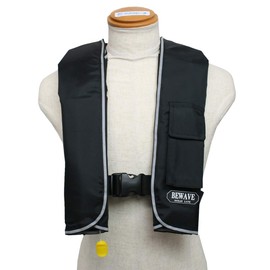 Manual Inflatable Life Jacket, Shoulder Type, Ocean LG-3 Type, MI, Ministry of Transport, Type A Certified, Cherry Blossom Mark, Life Vest, Floating Vest, Fishing (Black)