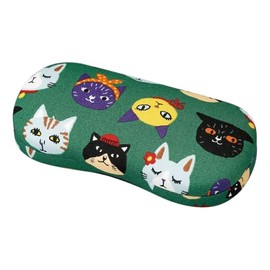 Pearl Eyeglass Case, Eyeglass Case, Hard Case, Synthetic Leather, Spring Type, For Kids, Boys, Girls, Cats, Faces, Pattern, Lovely Cats, Green, Mother's Day, Father's Day, Gift Present