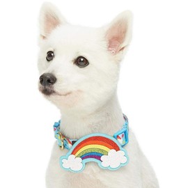Blueberry Pet 4 Patterns Rainbow Clouds Adjustable Dog Collar with Blingy Décor, Large, Neck 18"-26"
