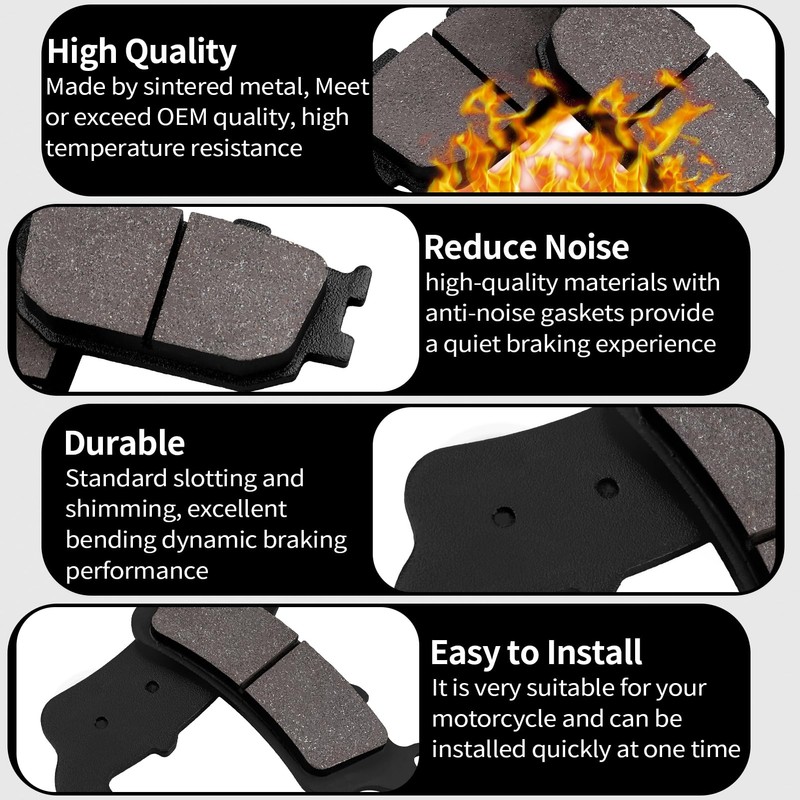 SOLLON Front and Rear Brake Pads for Kawasaki EN650 EN
