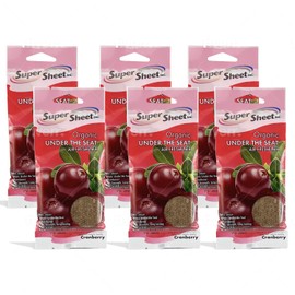 SuperSheet Super Sheet, Organic Under the Seat Car Air Freshener, Long Lasting Fragrance, Cranberry Scent, 6 Pack