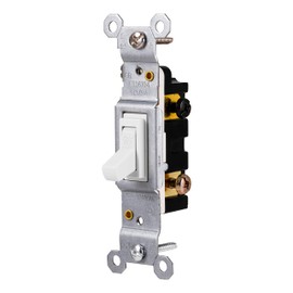 GE Grounding Toggle Switch, Single Pole, In Wall On/Off Fan & Light Switch Replacement, 15 Amp, Great for Home, Office & Kitchen, UL Listed, White, 54161