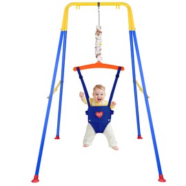 Baby Jumper with Stand, Infant Jumper for Indoor/Outdoor Play, Jumper for Baby 6-24 Months, Baby Jumpers and Bouncers with Adjustable Chain, Easy to Assemble & Store