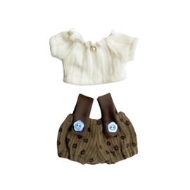 Clothes for Dolls Accessories (No Doll), Cute Outfit Set 2 Pieces Bib Pants for 15 & 17cm Doll Suit, Stylish Dress Up Overalls Doll Clothing Set Replacement Brown