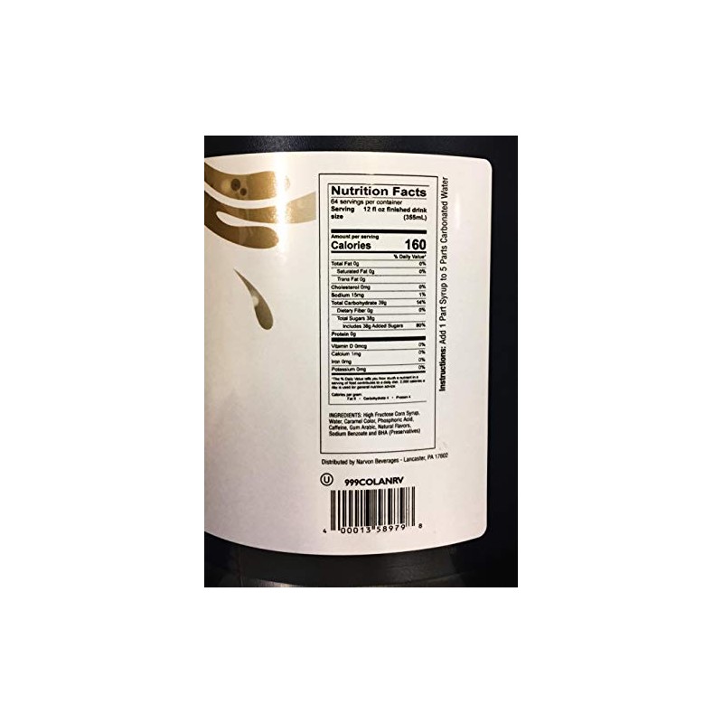 Cola Concentrated Syrup Narvon 1 Gallon