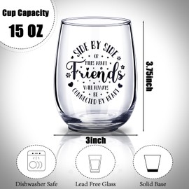Irenare 6 Pcs Friends Wine Glasses, 15 oz Wine Glasses Gift for Women Friendship Gifts Birthday Gifts for Women, Sister, Mom, Grandma, Nana, Her