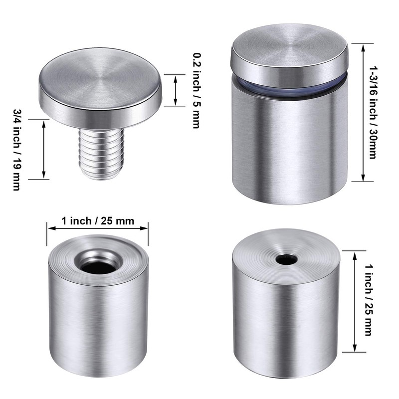 Pelopy 8 Pcs Sign Standoff Screws Advertising Screws Stainless Steel