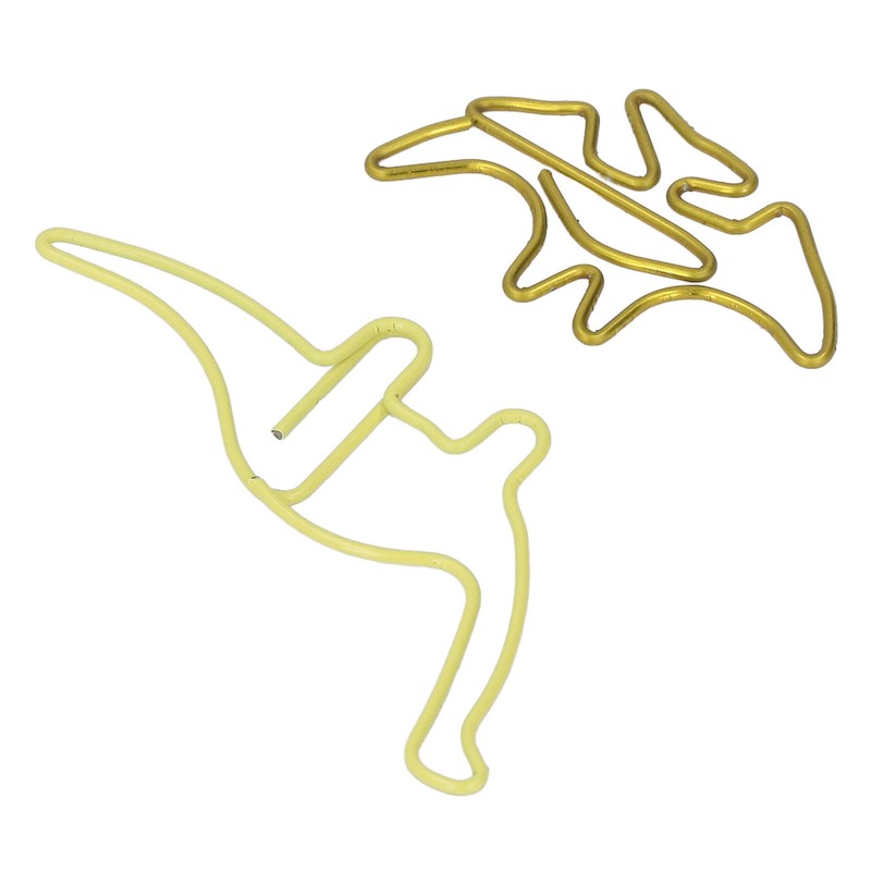 100pcs Shaped Paper Clips Pterosauria Yellow Dinosaur Shape Metal Portable
