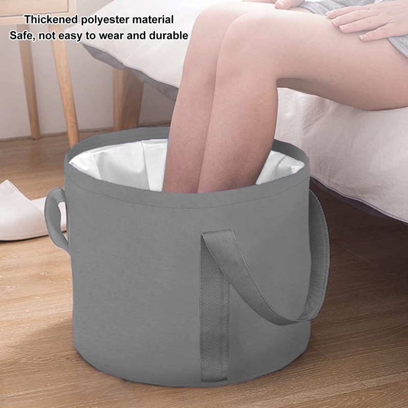 Foldable Foot Tub Polyester Double Layer Collapsible Camping Bucket with