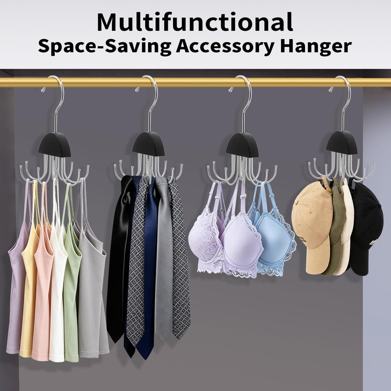 3 Pack Metal 8 Hook Bra Tank Top Hanger, Space