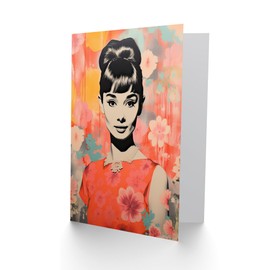 Artery8 Audrey Smiling Floral for Wife Her Mum Sister Daughter Mom Gran Nan Birthday Thank You Congratulations Blank Art Greeting Card