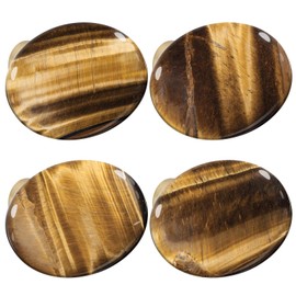 mookaitedecor Set of 4 40mm Tiger's Eye Stone Drawer Knobs with Screws, Healing Stones and Crystals, Oval Decorative Stones Pull Handles for Cabinets Cupboard Wardrobe Home Kitchen