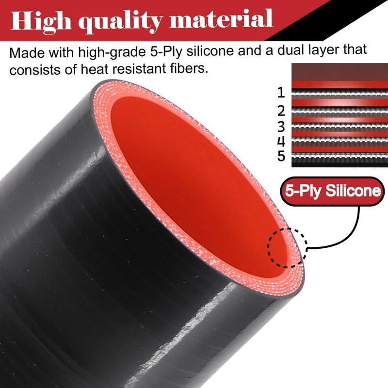 ID 2.5" to 3" Silicone Coupler Hose Straight Reducer,5-Ply Super