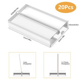 Pack of 20 Place Card Holders, Clear Acrylic Stand Card Holder, Transparent Photo Holder for Wedding Parties, Menu Card Holder, Postcard Holder, Banquet Photo Stand, Card Stand (50 x 30 x 10 mm)