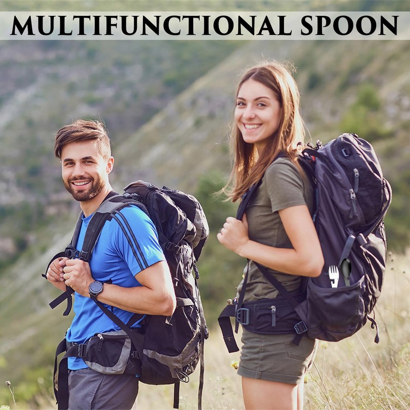 3 Piece Spork Camping Cutlery Set, Multipurpose Picnic Metal Tableware,