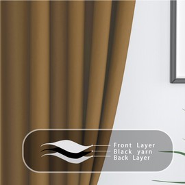 Brown Curtains 48 inches Long Room Darkening Window Curtain Panels Bedroom Living Room Rod Pocket Thermal Insulated Drapes Kitchen Bathroom Basement 2 Pieces 52"x48"