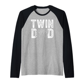 Mens Twin Dad Of Twins Proud Twin Father Of Twins Raglan Baseball Tee