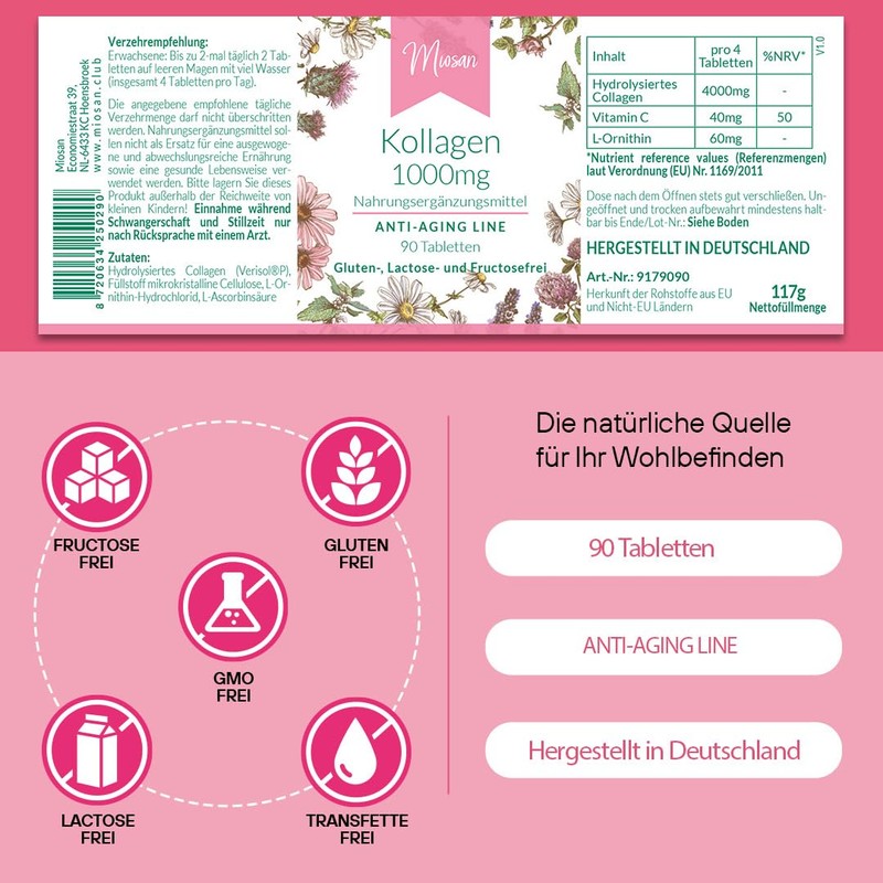 Collagen 1000 mg - Anti-Aging Line - Hydrolysed Collagen +