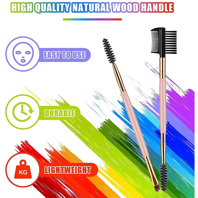 Eyebrow Brush and Comb Set, 2Pcs Eye Duo Brow Brush,