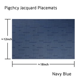 pigchcy Plastic Placemats,Washable Vinyl Woven Table Mats,Elegant Heat-Resistant Placemats for Dining Table Set of 4 (18"X12",Navy Blue)