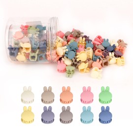 Padorul 100Pcs Small Rabbit Hair Claw Clips Non-Slip for Women, Mini Multi-color Cute Rabbit Plastic Hairpins Accessories for Daily Use Styling