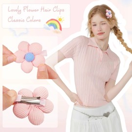 CÉLLOT 10pcs Flower Clips, Multicolor Waffle Fabric Flower, Women Non-Slip Hair Clips for Girls, Teens and Women