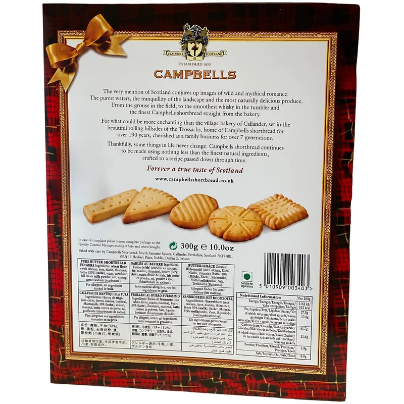 Campbells Shortbread All-Butter Highland Collection Cookies Assortment 10.58 Oz (Pack