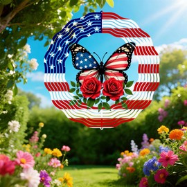 Butterfly 250th Anniversary Wind Spinners -12 inch 3D Hanging Wind Sculptures for Garden Outside Patio Yard Decor -Birthday Gift for Women