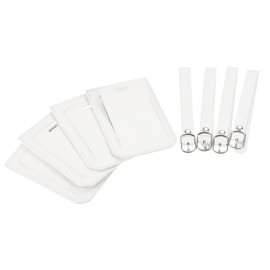 sourcing map Luggage Tag PU Holders, 10x7cm Baggage Label Identifier with Straps for Backpack Travel Bag Suitcase, White Pack of 4