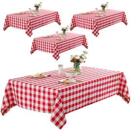 4 Pack Red Table Cloth, Plastic Birthday Table Cover Disposable Waterproof Tablecloth Rectangular Tablecloth for Wedding Birthday Christmas Home Garden Party Table Decoration Supply