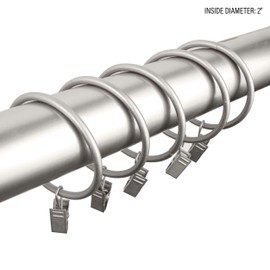 Rod Desyne 2 inch Curtain Rings w/Clip, Satin Nickel