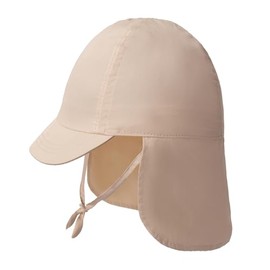 Baby Girls Sun Hat 100% Cotton Flap Hat,Baby Toddler Infant Beach Hats with Neck Protection,Summer Beach Essentials for Baby Kids,Beige,1-3 Years