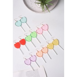 Adoshine lollipop Heart Earrings Acrylic Cute Hot Pink Rave Earrings Concert Outfit lollipop Shaped Earrings for Women Gift
