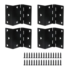 MY MIRONEY Black Offset Hinge - 4pcs Half Surface Hingle Thick Door Panel, Iron Material with Smooth Finish, Rust-Resistant, Ideal for Cabinets, Wooden Boxes, and Doors