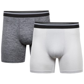 Gildan Men's Underwear Performance DriftKnit Modern Boxer Briefs, 2-Pack, Caviar Heather/Grey Violet Heather (Trunk), Small