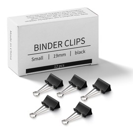 Eclirgan Binder Clips,0.74 Inch Paper Clamps（144 PCS，Black Paper Binder Clip(12 PCS in 12 Cases) for Office/School/Personal Use,Small Binder Clips for Daily DIY/Teachers/Home Supplies (Small)