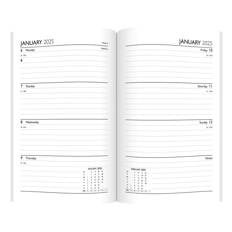 2025 Orange A6 Hardcover Diary Week Day to Page Desk