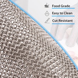 JZD Cut Resistant Gloves Good Grade - Level X Protection; Ambidextrous; Stainless Steel; Kitchen Work Protective Gloves (S)