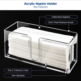 LEVIMETREE Acrylic Paper Towel Holder for Bathroom or Kitchen – Clear Countertop Dispenser for Trifold, Multifold, C-Fold Napkins, Disposable Hand Towels, Modern Napkin Tray, 10.75 x 4.125 x 5 Inch