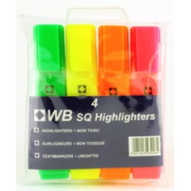 Whitebox Assorted Brand & Color, Hi-Glo Highlighters (Pack of 4)