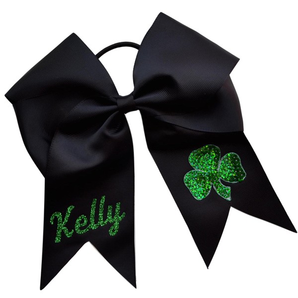 Funny Girl Designs Personalized Custom Hair Bow with Sequin Shamrock