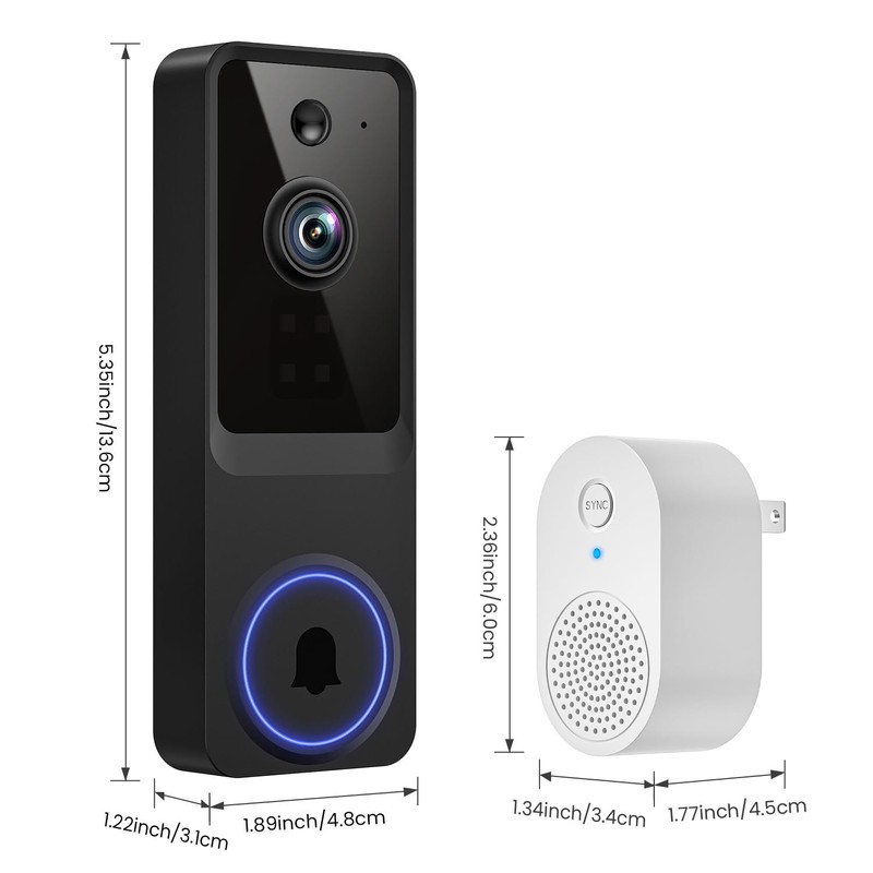 1080p Wireless Video Doorbell Camera with Smart AI Human Detection,