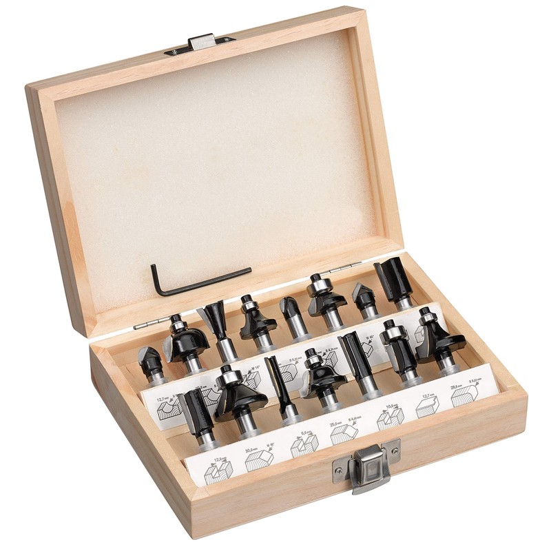 Original Einhell 15-Piece Milling Cutter Set (Suitable for Electric Routers,