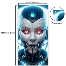 Scientific Robot Artificial Intelligence Banner Backdrop AI Robot Theme Decor Decorations for Men Interested in Machine Learning Big Data Deep Learning Computer Science Programming AI Party Supplies