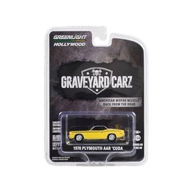 1970 Plymouth AAR Barracuda Yellow with Black Stripes and Top Graveyard Carz (2012-Current) TV Series Hollywood Series Release 40 1/64 Diecast Model Car by Greenlight 62010D