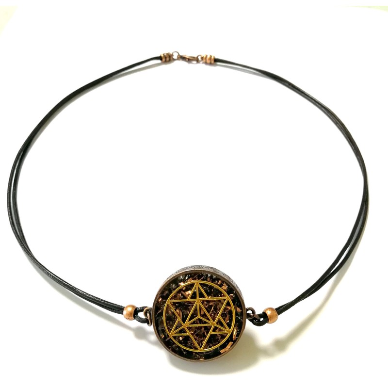 ZZYBIA Merkaba Orgone Pendant with Obsidian