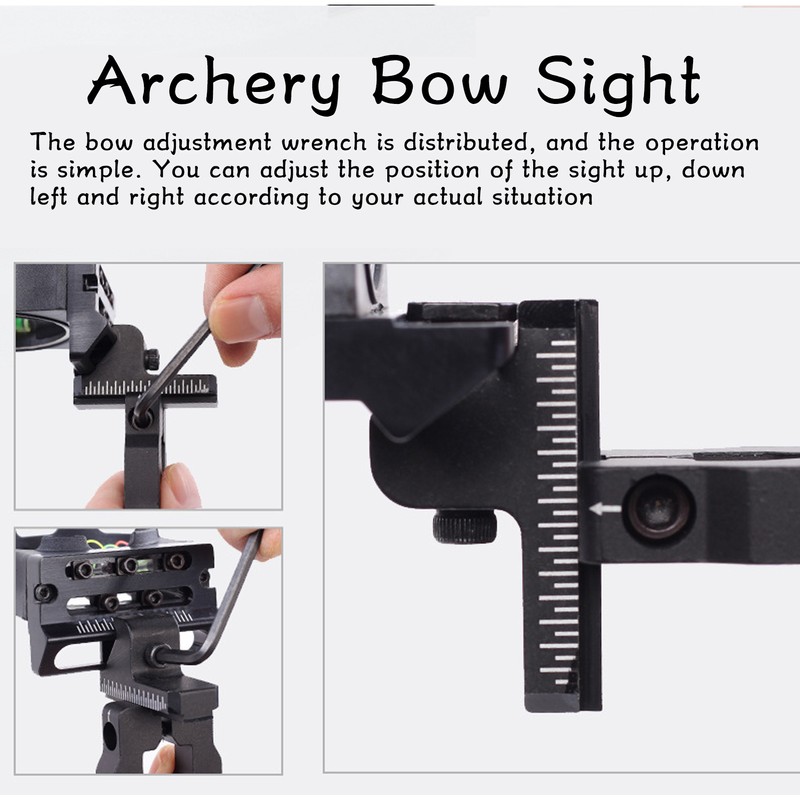 Compound 5 Pin Bow Sight with Adjustable Spirit Level Archery