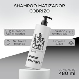 Shampoo Matizador Cobrizo para Cabello Rubios y Rojizos | Intensifica Color Cobrizo - Elimina Tonos Naranjas | Completa Neceser de Viaje - Baño Accesorios | Cuidado del Cabello Teñido 480ml